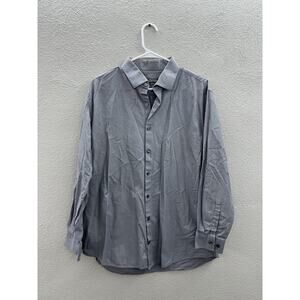 Kenneth Cole Reaction Mens Button Down Shirt Size 17 Gray Long Sleeve Slim Fit
